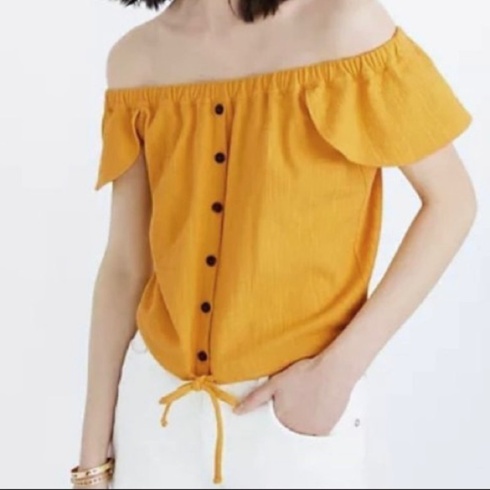 3 for $40 ✨ Madewell Button Up Off The Shoulder Yellow Top